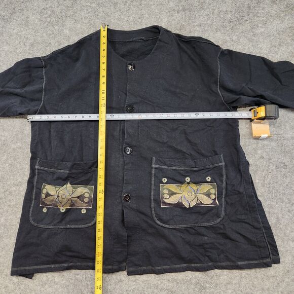 VTG Blue Fish Womens OS One Size Hand Painted Organic Cotton Button Shirt Jacket - Picture 7 of 16